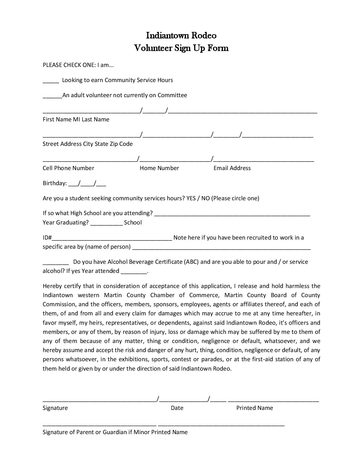 indiantown chamber of commerce 6b volunteer application volunteer form